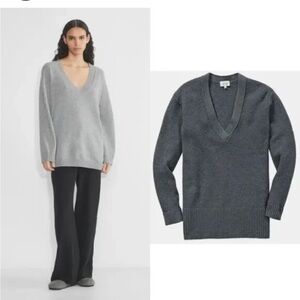 Aritzia Wilfred‎ Serret Sweater Dark Gray 100% Merino Wool Pockets Size Small